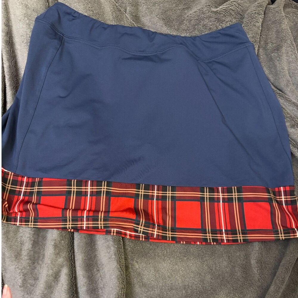 NWT Sea Pines Divots Plaid Golf Skort Size L Navy Red Tartan Harbour Town